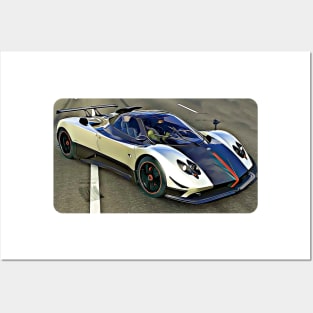 Pagani Zonda Cinque Cartoon Drawing Action Print Posters and Art